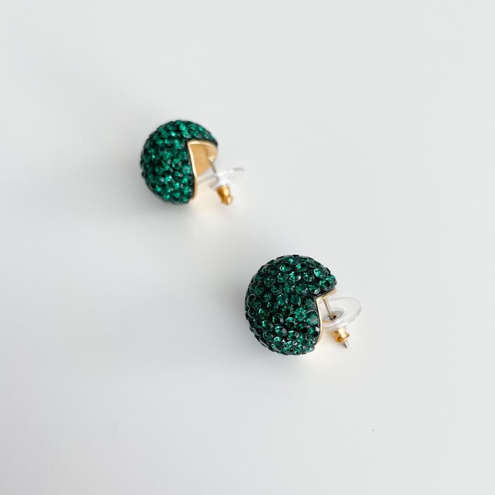 J. Crew Crystal Ball Earrings (Green) - Picture 2 of 3